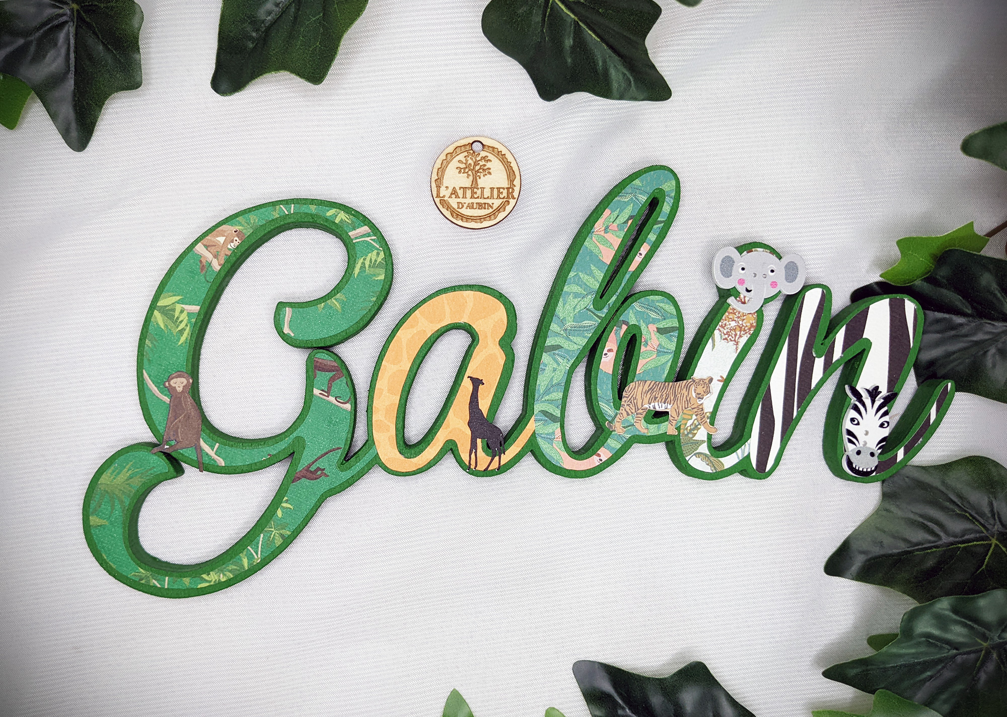 Prénom en bois Gabin Savane Afrique