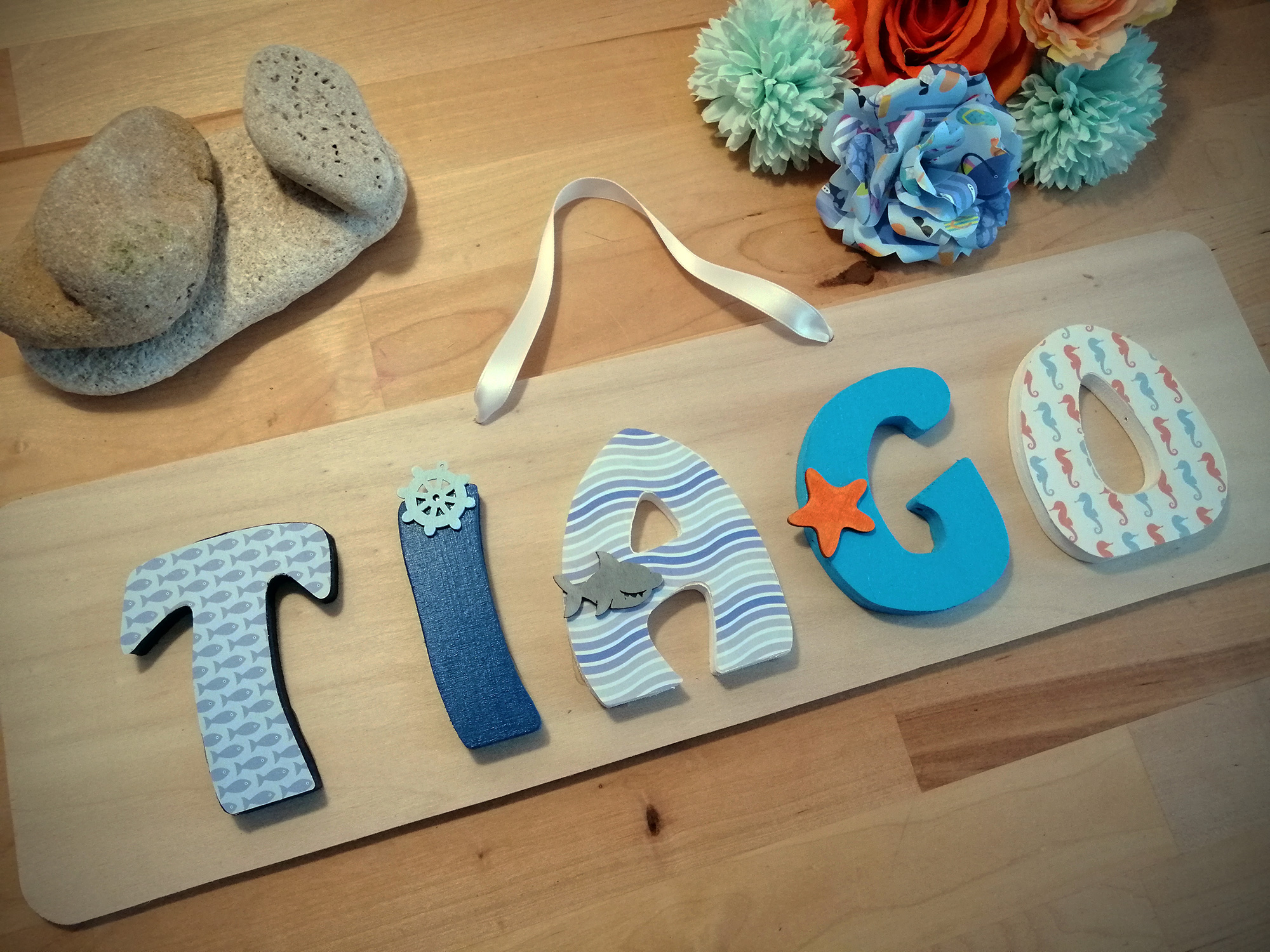 Tiago - Prénom bois - Océan