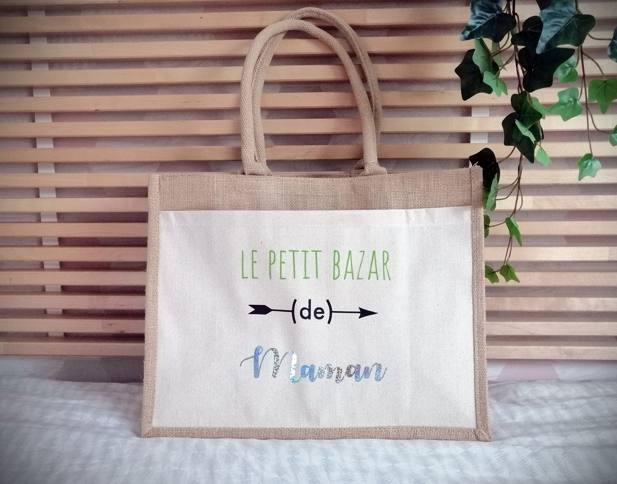 Sac jute Petit Bazar de Maman paillette