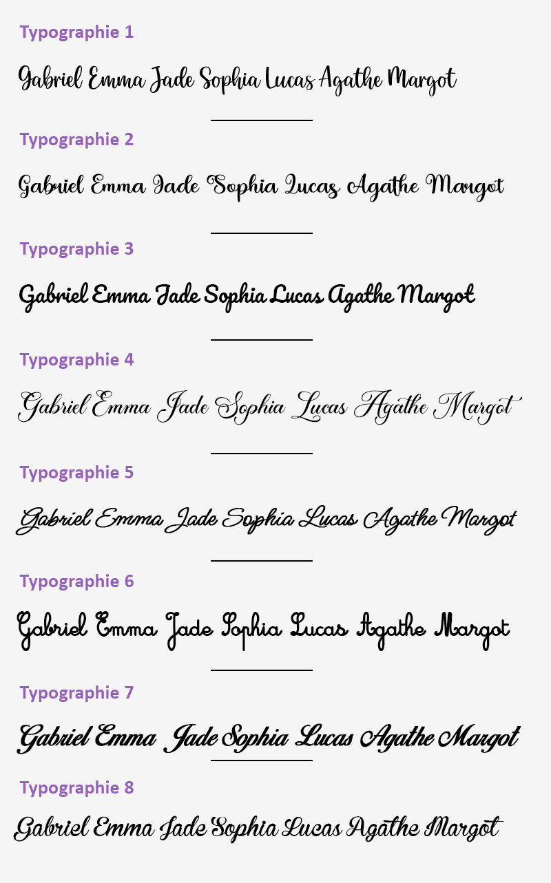 Typographies pour prénom en bois - 2025