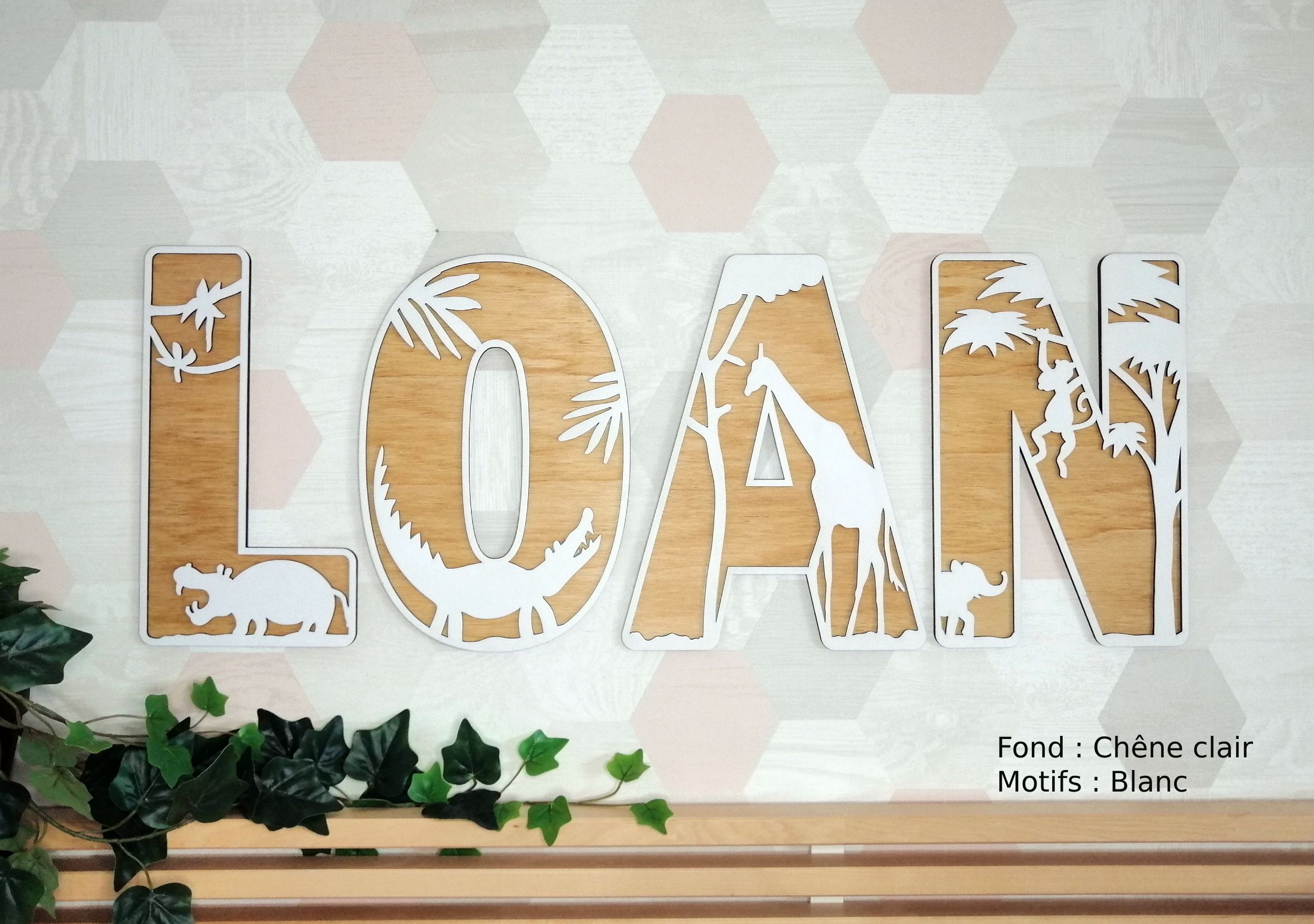 Lettre en bois savane jungle tropicale - Loann