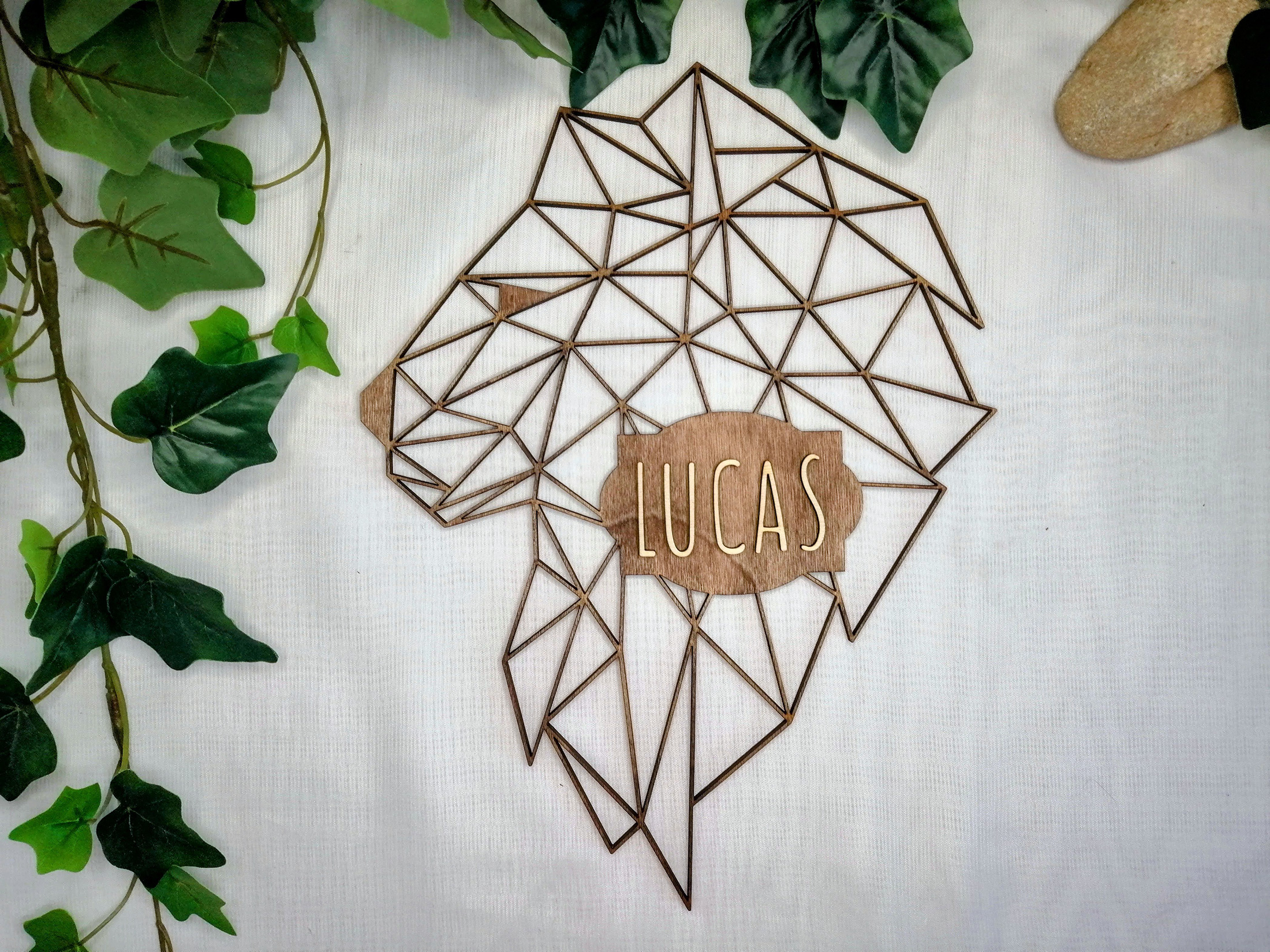 Lion géométrique avec prénom personnalisé