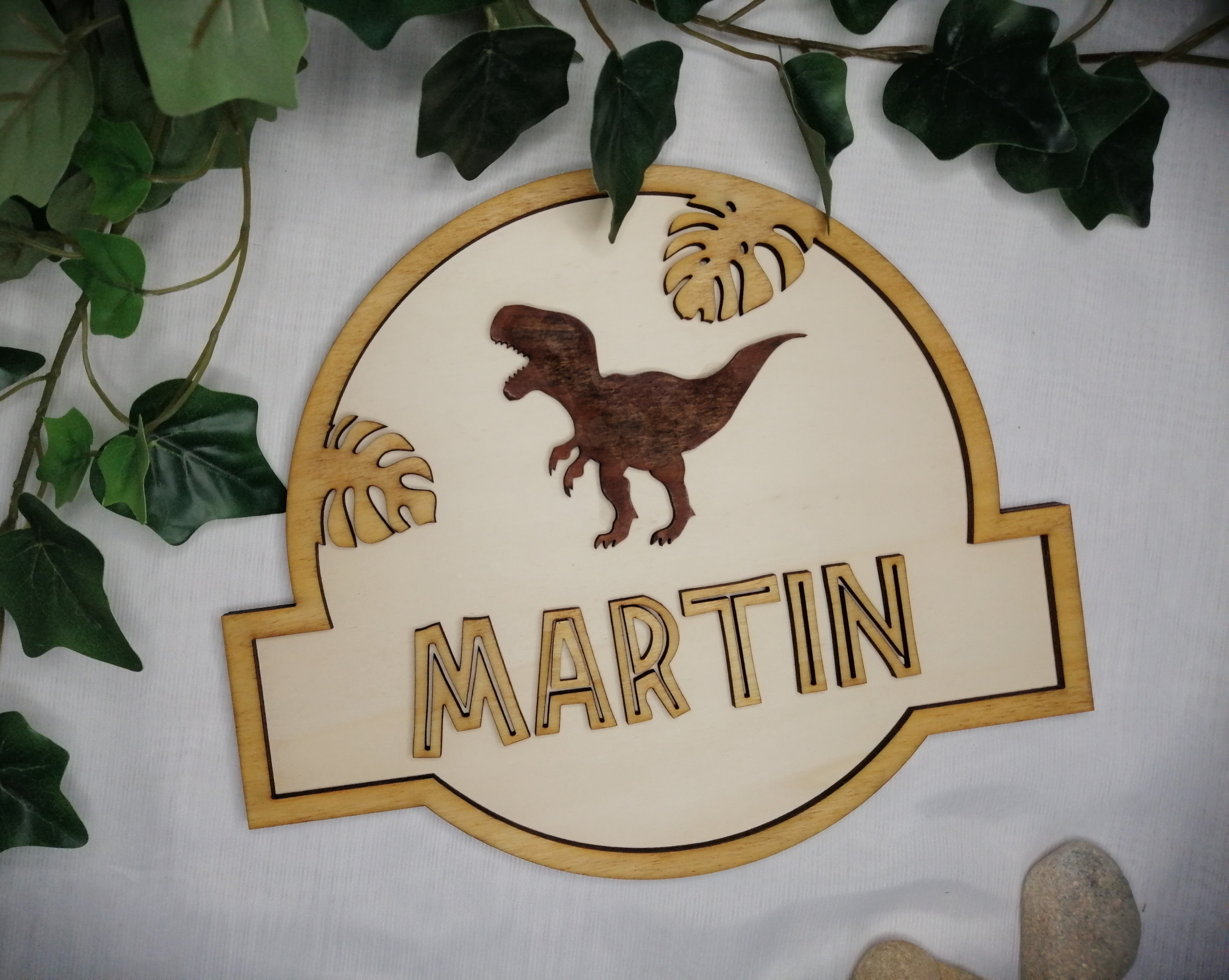 Panneau dinosaure en bois