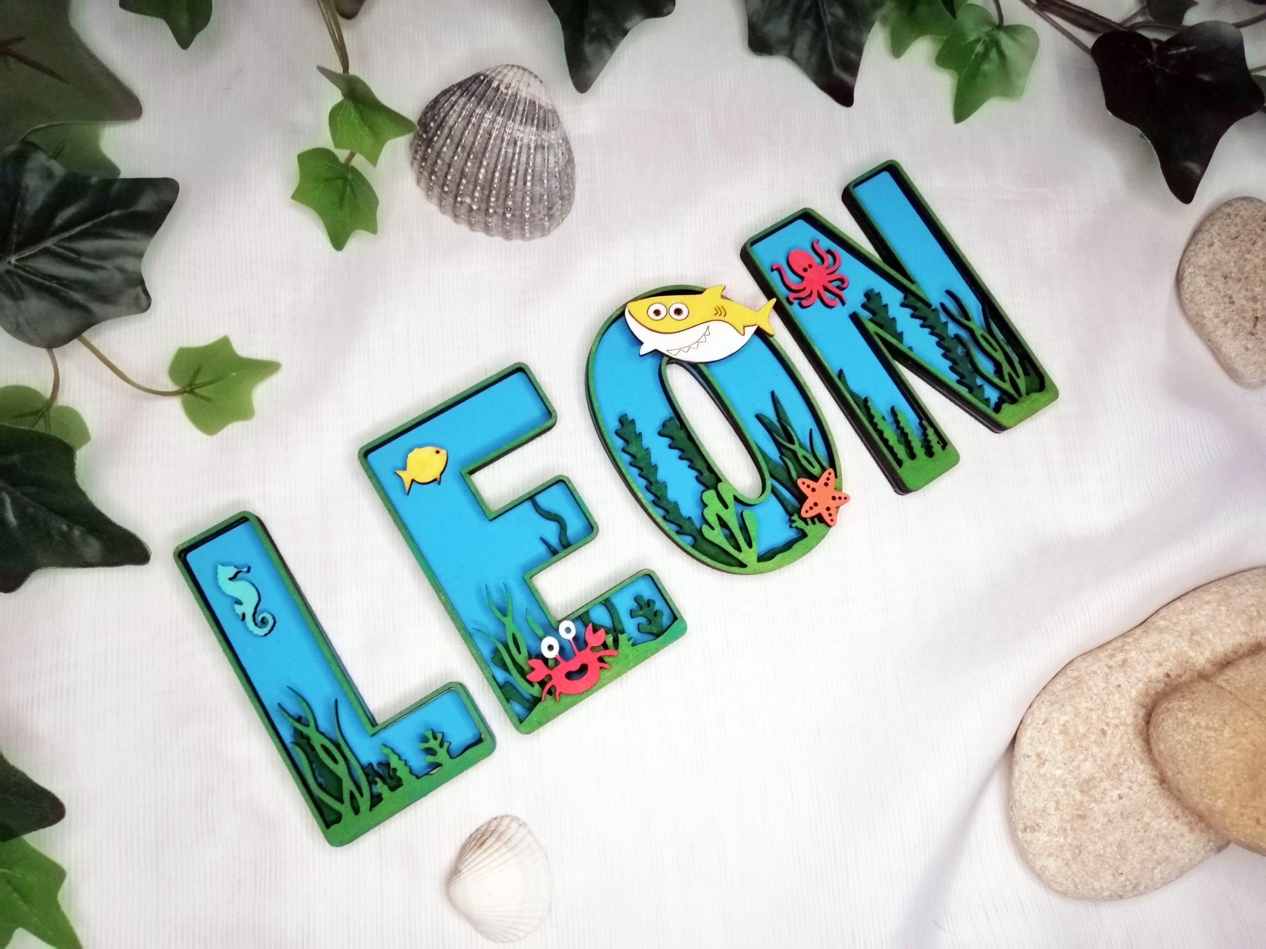 Lettre en bois Thème marin