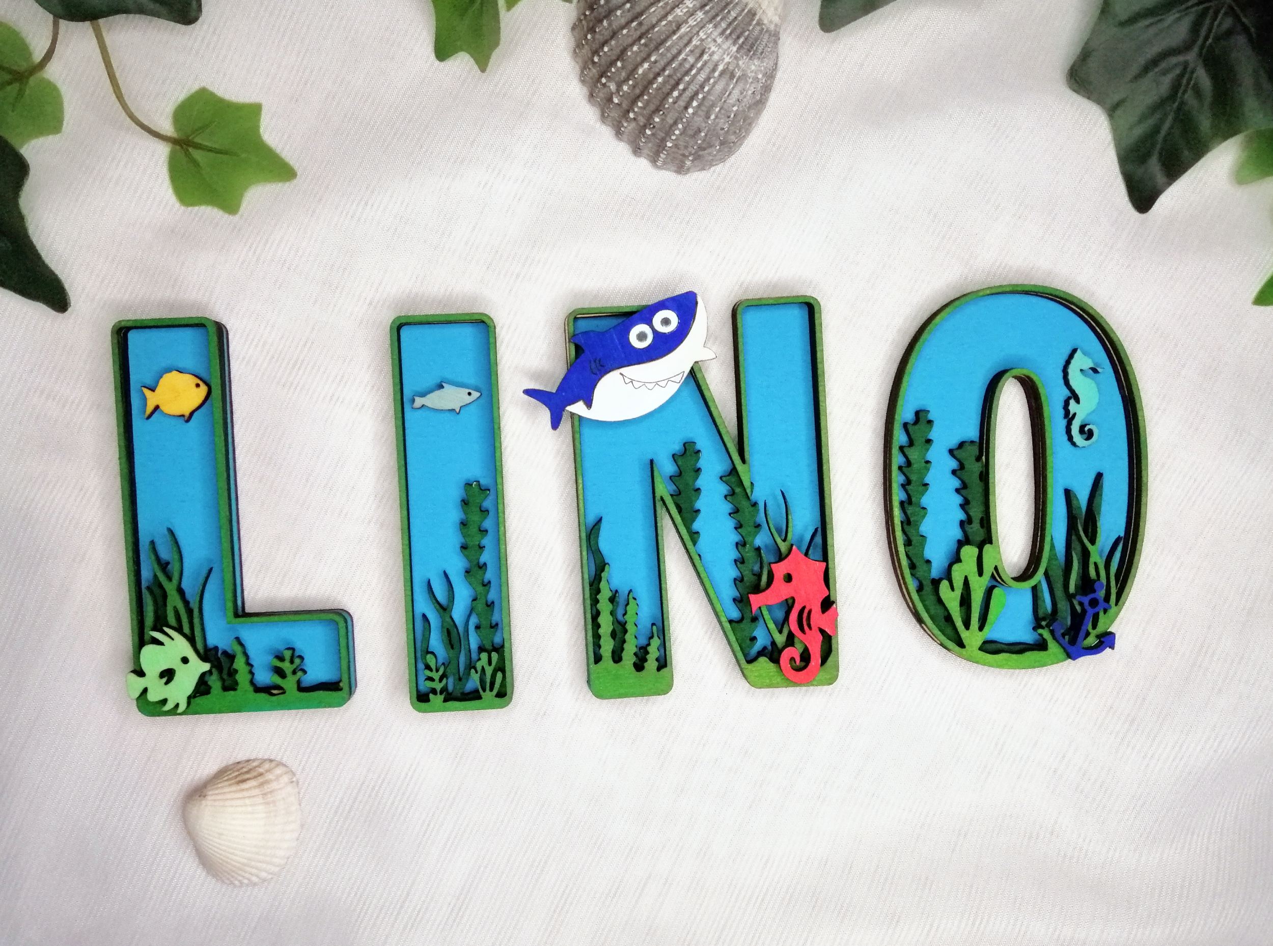 Lettre en bois Thème marin, mer et océan