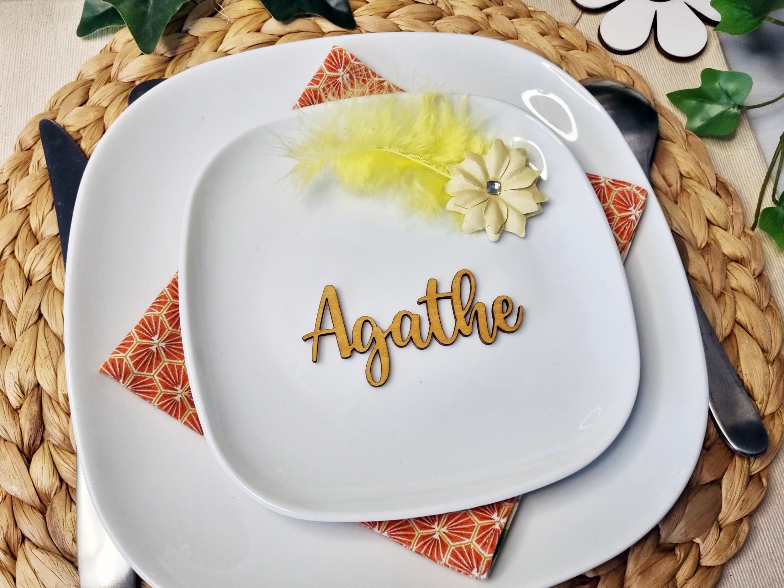 Marque place prénom en bois