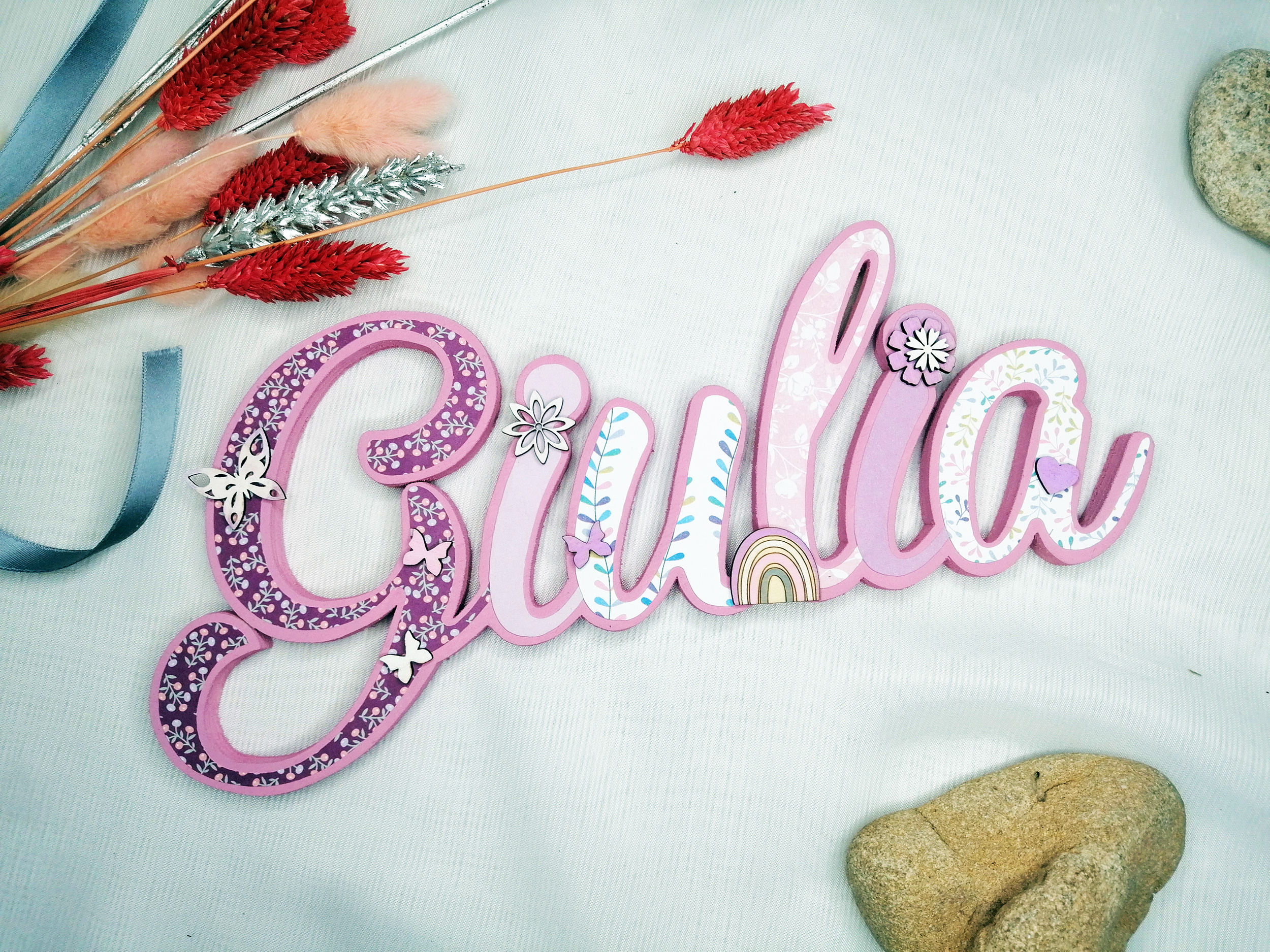 Prénom en bois - Rose