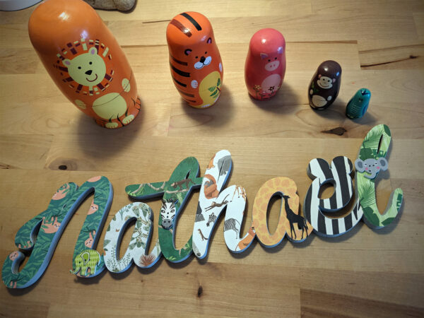 Prénom en bois Nathaël sauvage