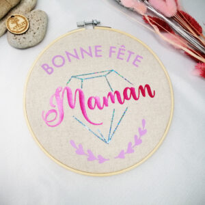 Cercle de coton Bonne fête maman avec diamant