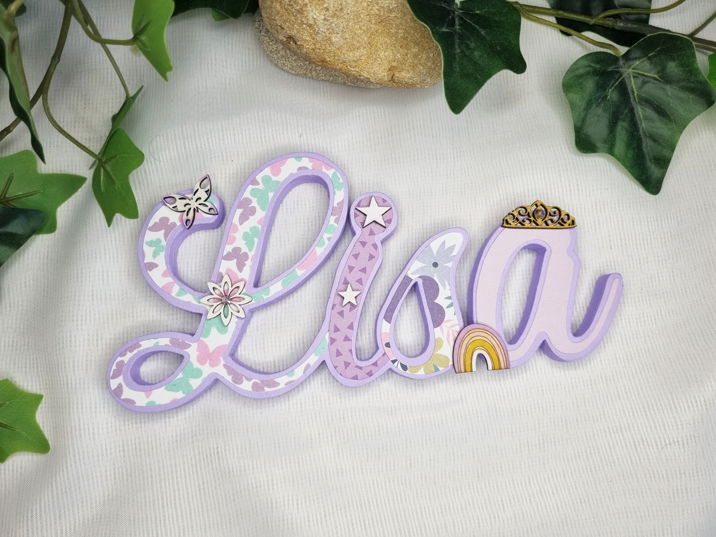 Prénom en bois - Lilas