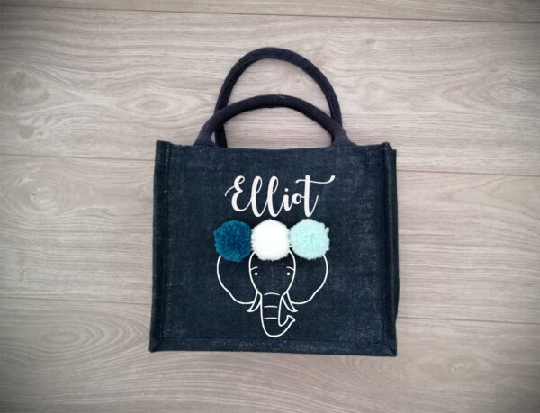 Petit sac en jute pour enfant avec éléphant