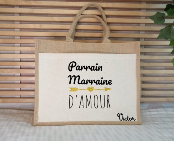 Sac jute parrain marraine d'amour