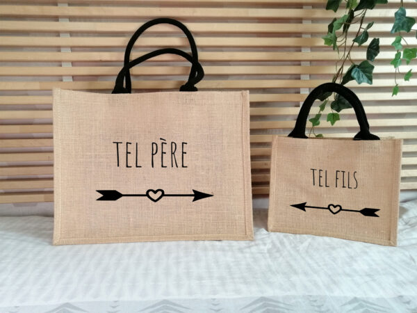 Sac en jute Tel père tel fils