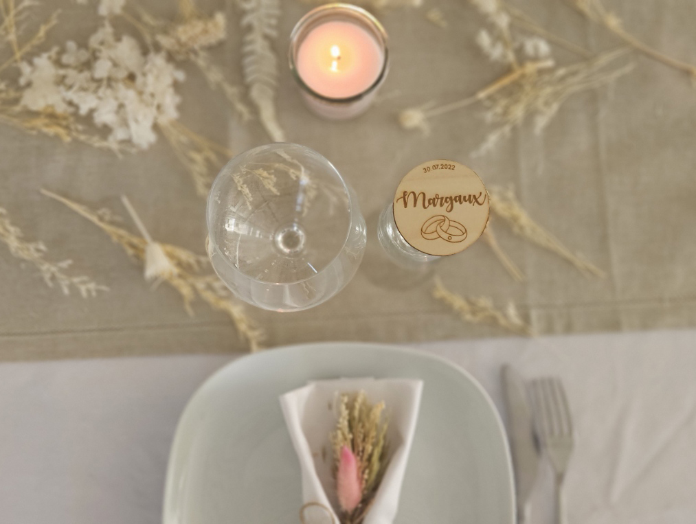 Marque place en bois mariage baptême