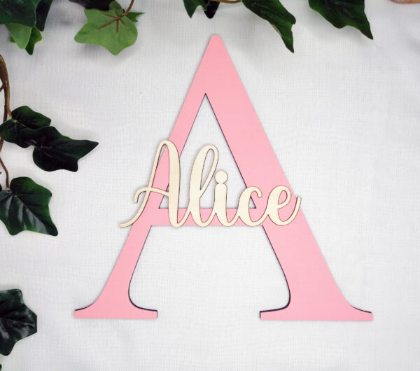 Grande Lettre A en bois avec le prénom Alice