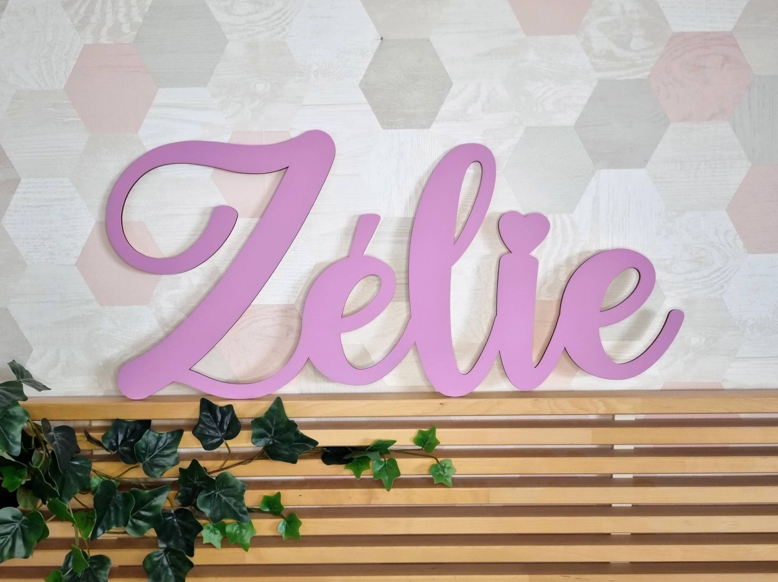 Prénom en bois Zélie rose