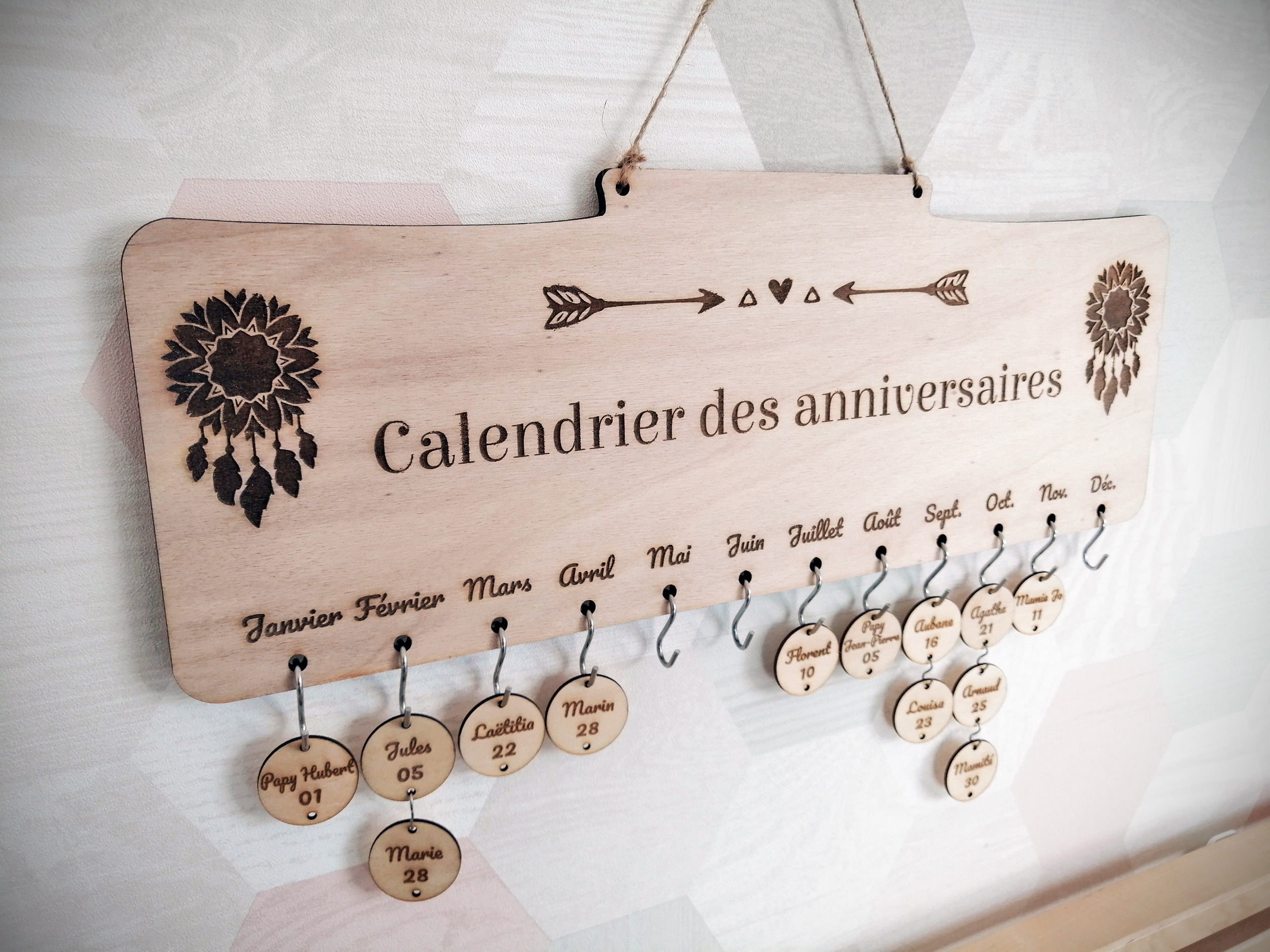 Calendrier perpétuel en bois, calendrier en bois, conception de poulailler,  cadeau poulailler, cadeau de pendaison de crémaillère, cadeau de mariage,  cadeau de vacances -  France