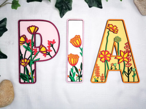 Pia en lettres printemps fleurs